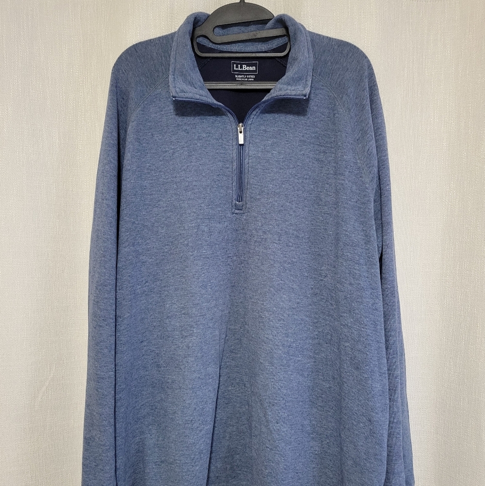 L.L. Bean Men's Heather Blue Zip-Up Sweater